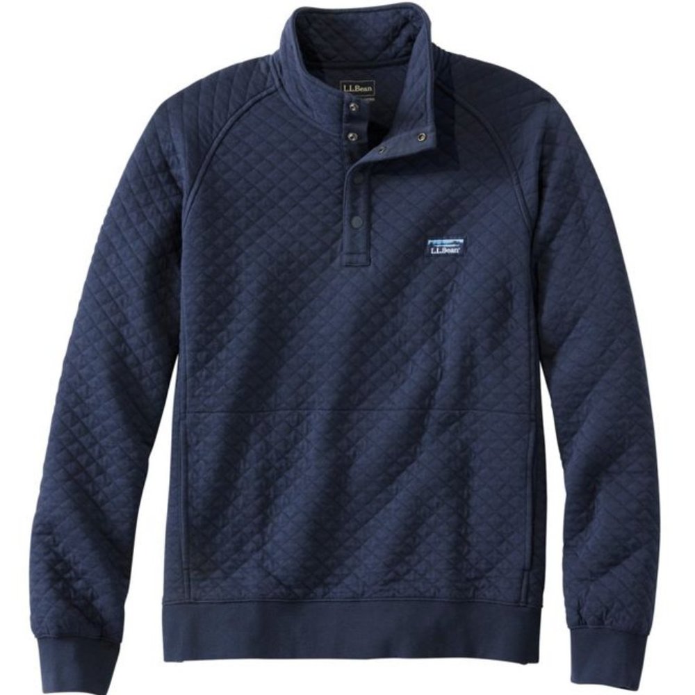 L.L. Bean Men's Quilted Sweatshirt, Mockneck, Navy, Medium